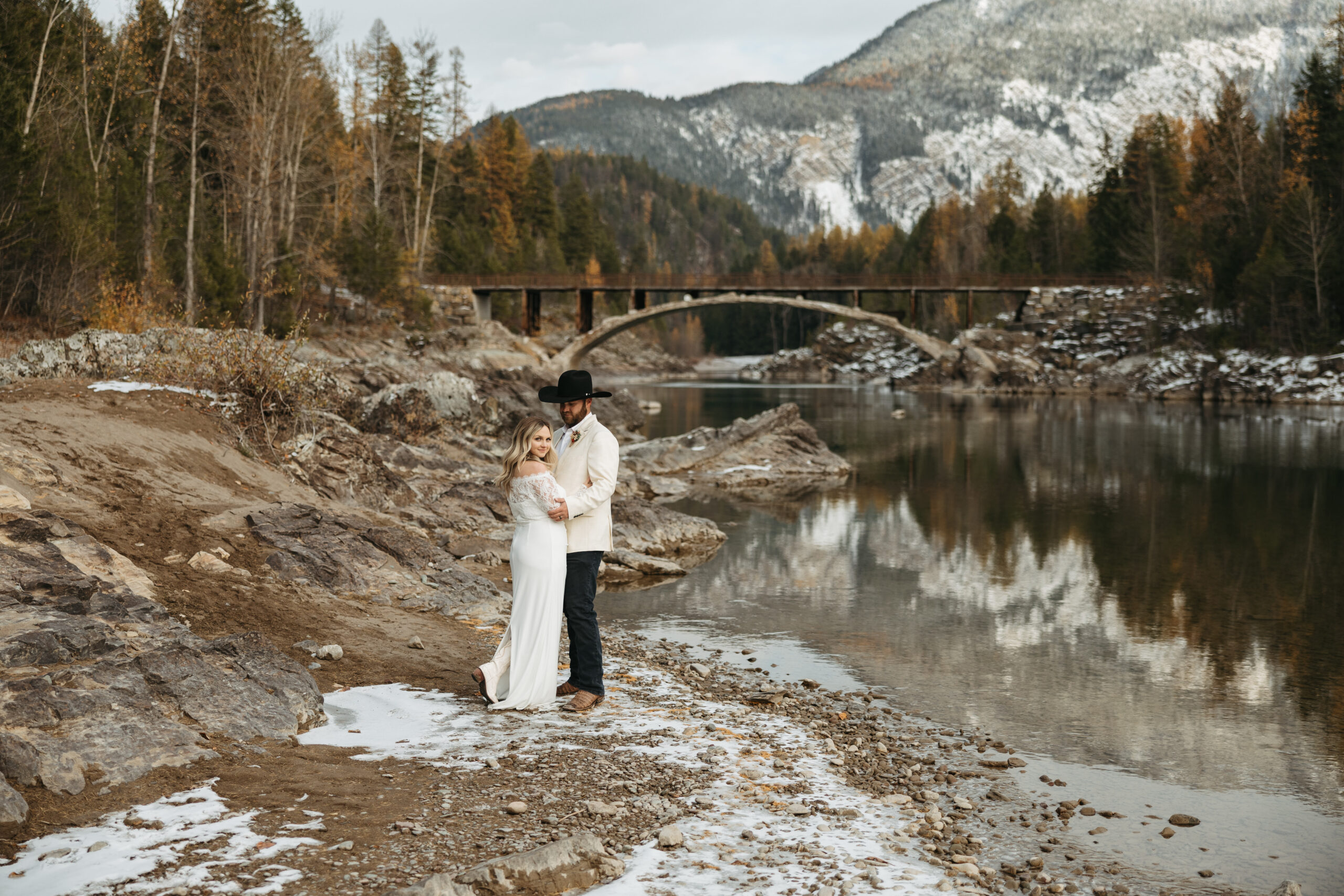 elopement in glacier national park at belton bridge